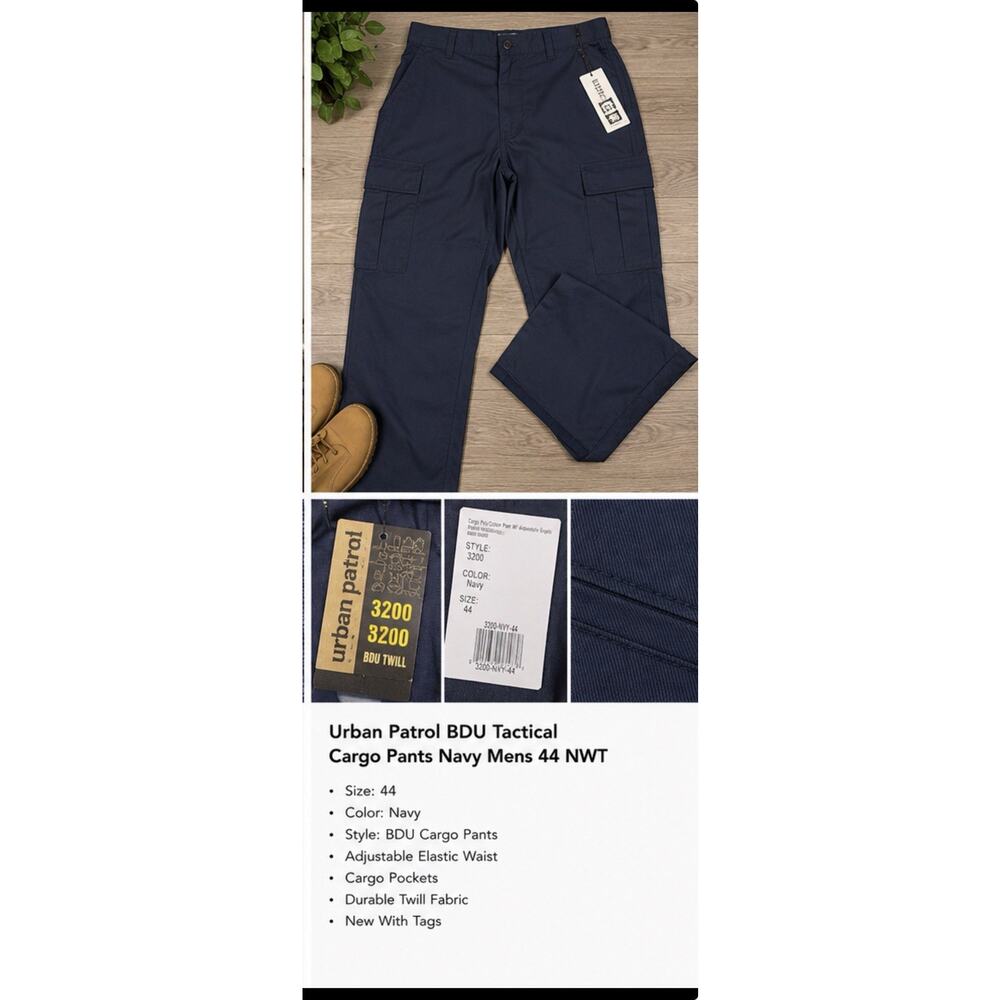 Urban Patrol BDU Tactical Cargo Pants Navy Mens Size 44 NWT Adjustable Waist